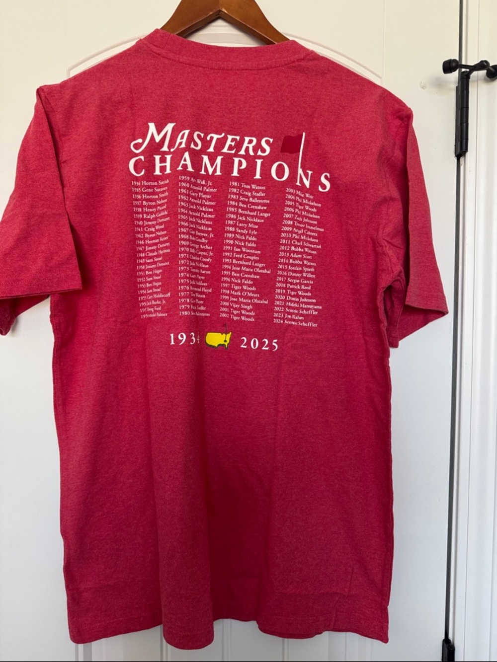 Masters Red Short Sleeve Tee - Masters Champions 2025 Back Print
